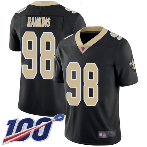 Men New Orleans Saints Limited Black Sheldon Rankins Home Jersey NFL Football #98 100th Season Vapor Untouchable Jersey